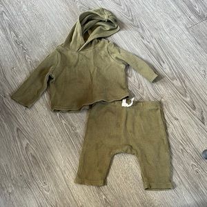 Olive waffle knit set